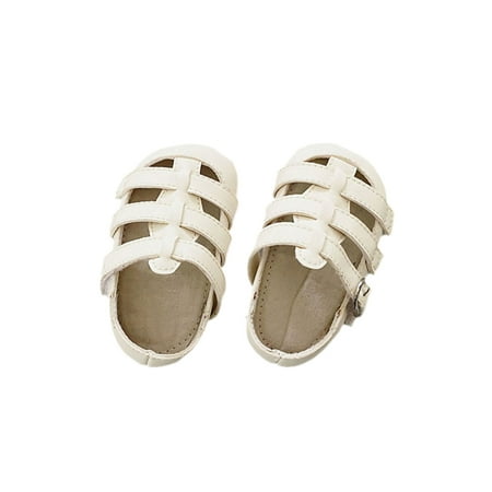 

Gomelly Infant Crib Shoes Soft Sole Sandals First Walkers Flat Sandal Lightweight Prewalker Toddler Kids Newborn White 6-12 months