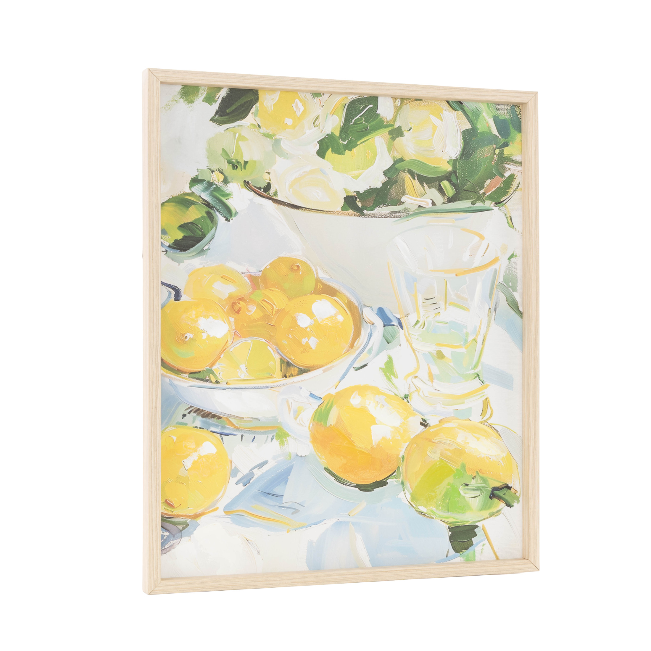 24" x 20" Lemon Fruit Framed Wall Art with Light Brown Frame, by DecMode