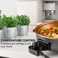 thumbnail image 4 of OVENTE - Sartén eléctrica de 30 cm con revestimiento antiadherente, 1400 W de potencia, control de temperatura ajustable, tapa de vidrio templado con ventilación y asas frías al tacto, color cobre SK1, 4 of 5
