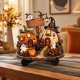 thumbnail image 7 of Halloween Ghost Table Decorations, Pumpkin House Wooden Block Sign, Halloween Tiered Tray Decor, Pumpkin Ghost Decor, Rustic Home Decor for Desk, Mantel(A), 7 of 7