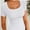 White, variant on Womens Tops Summer Square Neck Short Sleeve Shirts Ribbed Knit Slim Fitted Tshirt Casual Tees Clothing