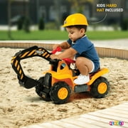 Toy Tractors For Kids Ride On Excavator - Music Sounds Digger Scooter Tractor Toys Bulldozer Includes Helmet With Rocks - Ride On Tractor Pretend Play - Toddler Tractor Construction Truck - Play22USA