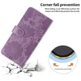 thumbnail image 6 of For Samsung Galaxy S25 Edge 5G 6.7" Flower Embossed Buckle Case, Card Slots/Pocket, PU Leather Flip Wallet Case With Short Wrist Strap,Purple,For Galaxy S25 Edge 5G, 6 of 7