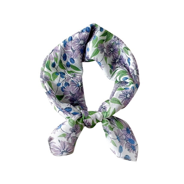 Bufandas de algodón y lino para mujer, bufanda pequeña de seda, bufanda con motivos literarios y temperamento, flores y pétalos, pañuelo decorativo para el cabello para mujer.