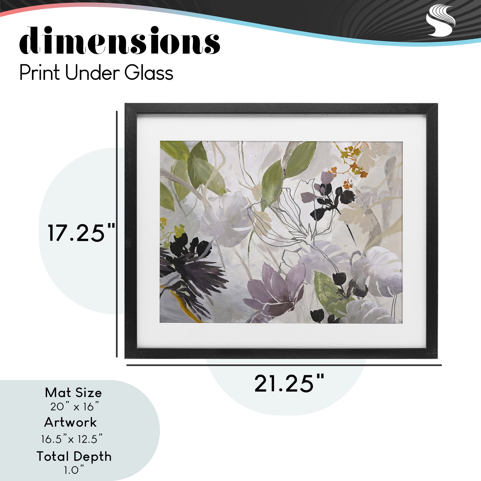 Soft Spring Organic Flora Black Framed Print Under Glass, design by Design Fabrikken