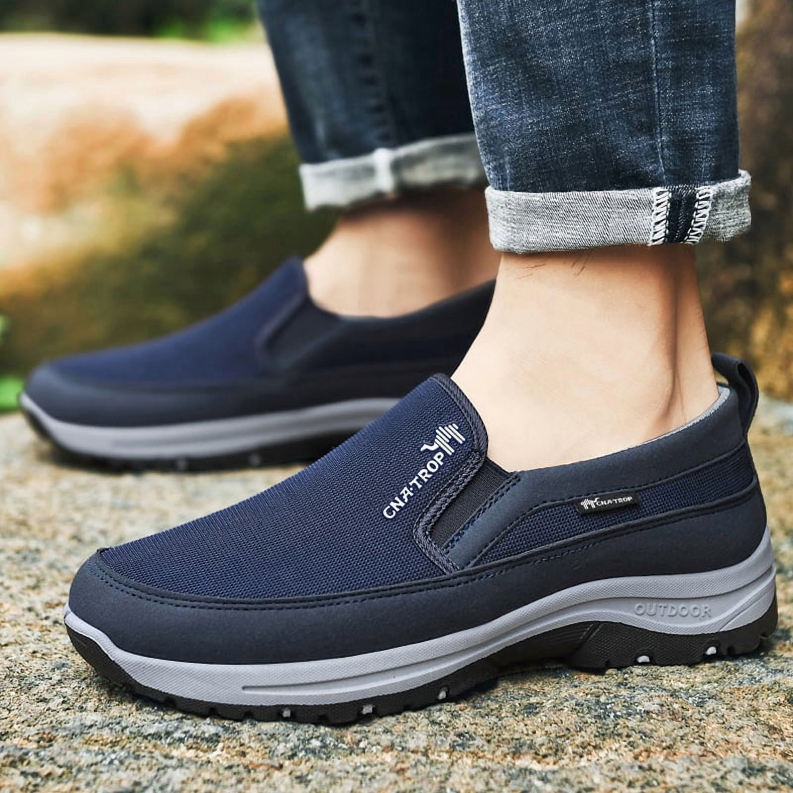 CNA.TROP Men's Slip on Casual Shoes Lightweight Breathable Anti-Slip Walking Shoes, Outdoor Hiking Shoes