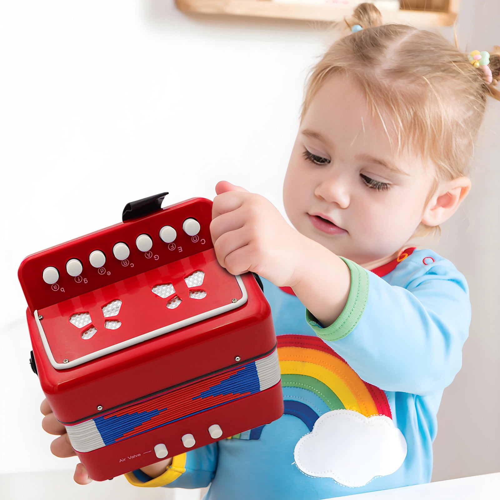 COM1950s Acordeones Para Adultos- Kids Accordion,Childrens Hexagonal Accordion Pushbutton Accordion 10 Keys with Shoulder Strap Pull Accordion Musical Instrument Beginner for Adults and 3+Years Kids