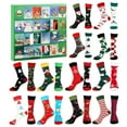 thumbnail image 1 of (2 Pack) Christmas Countdown Socks Advent Calendar Set Holiday Surprise Festive Family Party Stocking Stuffers Mid Calf Socks For Kids, 1 of 8
