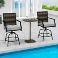 thumbnail image 2 of Costway Outdoor PE Wicker Swivel Bar Stools Set of 2 with Back Armrests and Cushion, 2 of 9