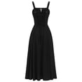 thumbnail image 6 of vigerkar Women Floral Corset Dress Summer Dress 2026 Boho Flowy Slit Lace Up Midi Dresses Going Out A Line Casual Sundress (Black, XL), 6 of 6
