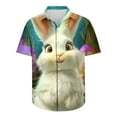 thumbnail image 5 of Idoravan Easter Shirts for Men Button Down Rabbit Print T-Shirt Men's Casual And Fashionable Easter Printed Short Sleeved Button Up Collared Shirt Top, 5 of 5