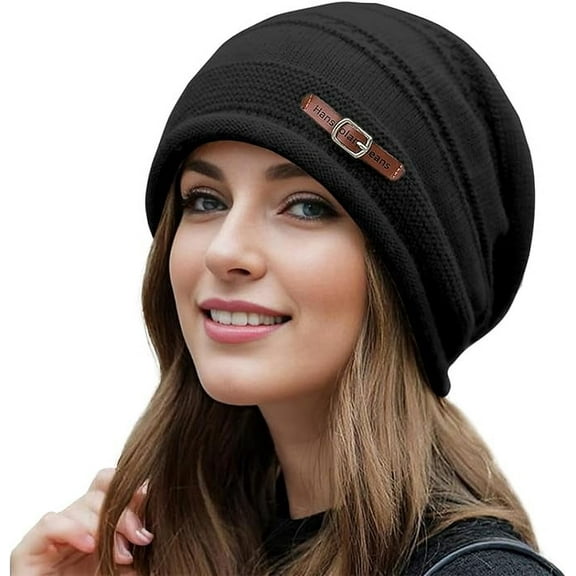 Women Slouchy Beanie Hats, Winter Fleece Warm Soft Skull Knitted Cap for Ladies