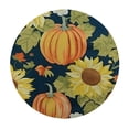 thumbnail image 4 of HAOXIT Autumn Thanksgiving Fall Round Tablecloth: Harvest Designs of Colorful Pumpkins and Sunflowers on Blue, 4 of 8