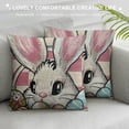 thumbnail image 3 of Chilfamy  Easter Bunny Decorative Throw Pillow Covers , Rabbit Chick Eggs Carrot Daisy Flower Porch Outdoor Home Decor, Pink Plaid Check Stripes Polka Dots Farmhouse Couch Cushion Case，Multi-Size, 3 of 5