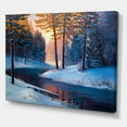 thumbnail image 3 of Designart ' Morning Glow Through The Christmas Forest By The River ' Lake House Canvas Wall Art Print, 3 of 3