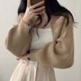 thumbnail image 1 of RWJDXD Cardigan Respirant pour Femmes Manches Évêque Automne Pull Polyvalent Ultra Court à la Mode, 1 of 7