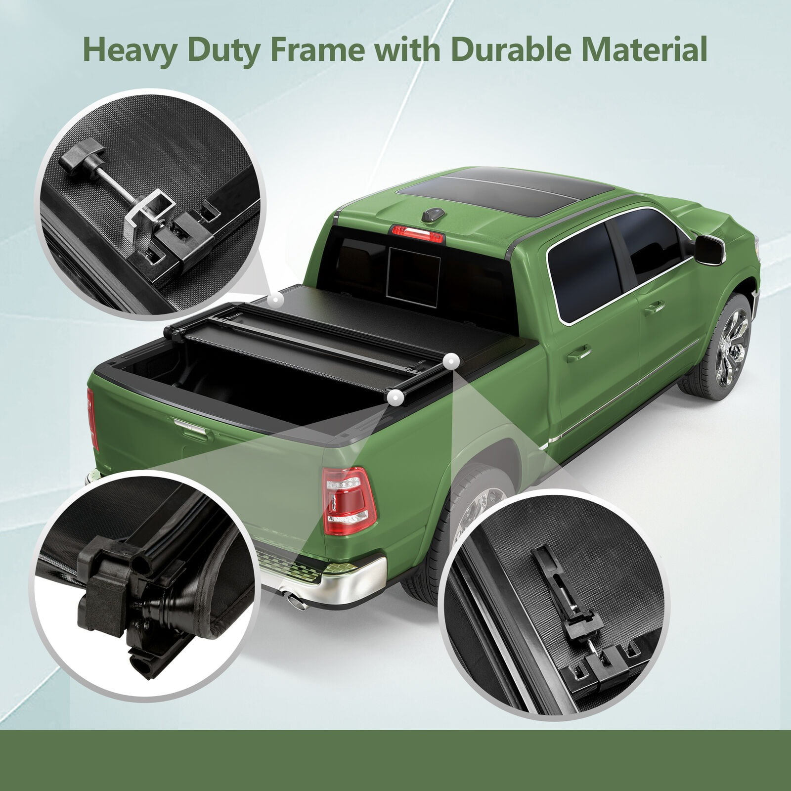 RVNI 4.5 Feet Soft Tri-fold Truck Bed Tonneau Cover for 2022 2023 2024 Ford Maverick with Led Lamp Waterproof