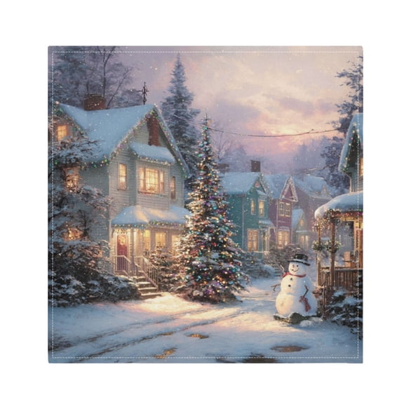 1 Pack 20'' x20" Satin Table Napkins Dinner Napkins for wedding Party Decoration events Magical Snow-covered Village