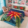 thumbnail image 3 of Manfei Tropical Floral Leaves Queen Comforter Set 3 Pieces,Botanical Plants Comforter Sets Queen,1 Comforter and 2 Pillowcases,Reversible, 3 of 6