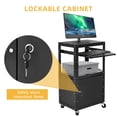 thumbnail image 2 of DWVO 3-Shelf Large AV Cart with Cabinet, 41" Metal Presentation Cart with Keyboard Tray, Adjustable Height Rolling Media Cart with 360° Swivel Wheels and 16.4ft Extra-Long Cord, 2 Locking Brakes, 2 of 6