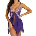 thumbnail image 3 of CaiDieNu Lingerie for Women Front Closure Lace Babydoll Lingerie Sets Womens Lingerie - Purple, 3 of 8