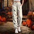 thumbnail image 2 of felwors Women's Elastic Waist Halloween Sweatpants Relaxed Fit Tapered Joggers Pocket Lounge Wear 2025 Beige, S, 2 of 7