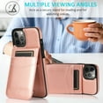 thumbnail image 4 of Allytech Back Flip Wallet Case for iPhone 13 Pro with 5 Card Holder, Luxury PU Leather Kickstand Magnetic Buckle Shockproof Anti-Scratch Protective Case for Women Men - Rosegold, 4 of 14