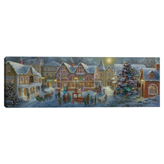 Christmas Village Panoramic By Nicky Boehme Canvas Art Print