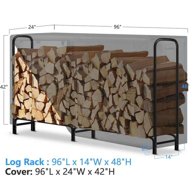 AMAGABELI GARDEN & HOME 4ft Firewood Log Rack Outdoor Indoor Heavy