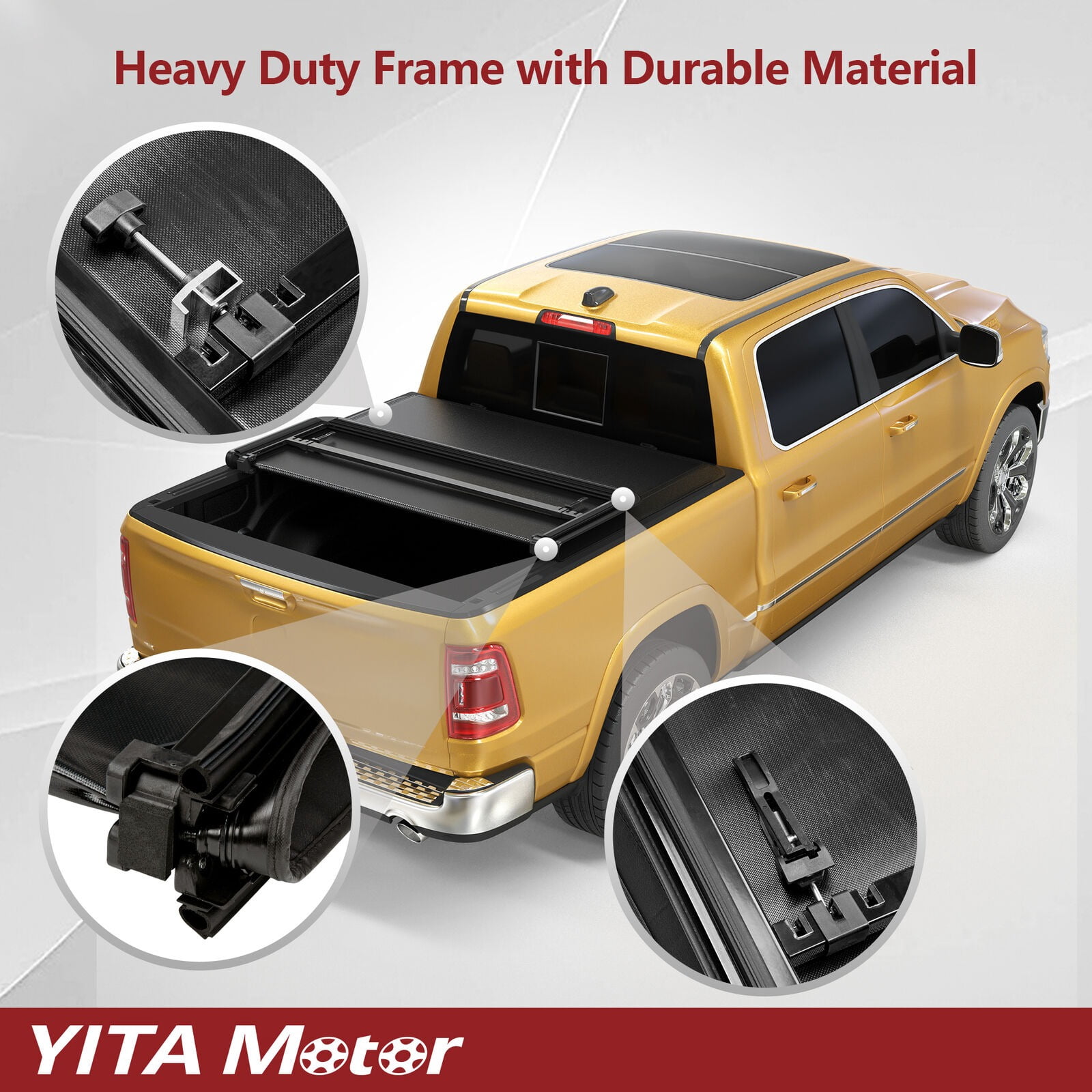 RVNI 6.6ft Bed Soft Tri-fold Truck Bed Tonneau Cover compatible with 2019-2024 Chevy Silverado/GMC 1500