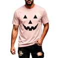 thumbnail image 4 of CONFREE Halloween Mens Short Sleeve Tshirts Crew Neck Hallowmas Pumpkin Face Graphic Lightweight T-Shirts, 4 of 8