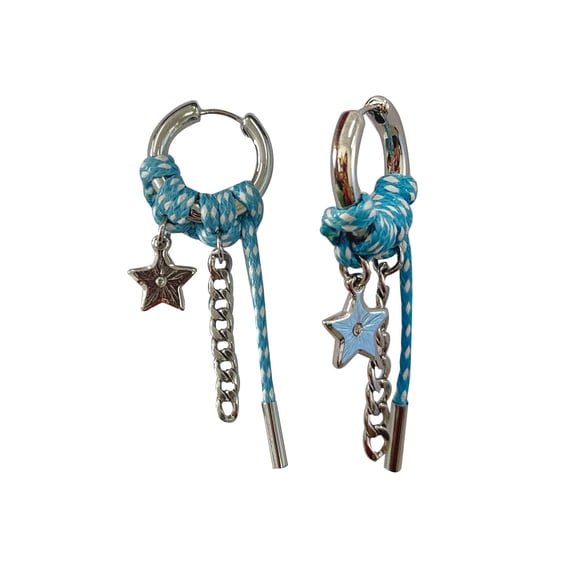 No Boundaries Paracord Blue and Silver Earrings for Female Adults and Teens