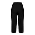 thumbnail image 5 of Stamzod Women's Capri Pants Summer Solid Color Elastic Waist Straight Plus Size Capris with Pocket Casual Slim Fit Stretch Yoga Cropped Pants for Women Black C XL, 5 of 6