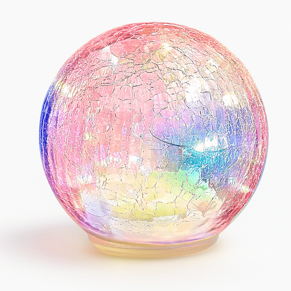 Crackle Globe LED Lamp - Gold Mercury Glass Ball Light, Battery Operated Night Light for Bedroom, Christmas Decor, Halloween Centerpiece, Birthday Gift for Girls/Women, Warm White Fairy Lights