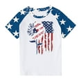 thumbnail image 2 of Toddler 4Th Of July Outfit Kids Fashion American Flag Printed Tees Boys Girls Cute Round Neck Short Sleeve Top Blue 13-14 Years, 2 of 7