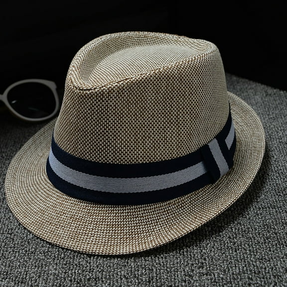 WTXUE Dress Hats for Men 1PC Hats Fedora Hats Men and Women Retro Jazz Hat Soild British Sun Hat Travel Sun Hat | Khaki