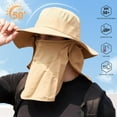 thumbnail image 4 of CSChome Sun Protection Hat Unisex Hat with Face Front Cover Face Neck Protection Hollow Mesh Windproof Fixed Strap UV Foldable Sunscreen Breathable, 4 of 7