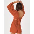 thumbnail image 4 of Spot al por mayor Moda europea y americana Ropa de verano para mujer Linterna de cuerda sin espalda Mono de manga larga Pantalones cortos cómodos e informales Nuevo estilo, 4 of 5