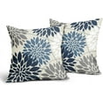 thumbnail image 2 of Blue Grey Flower Pillow Covers 18x18 Inch Set of 2, Gray White Dahlia Colored Floral Line Pattern Decorative Throw Pillowcases Outdoor Farmhouse Cushion Covers Summer Holiday Sofa Couch Bed Decor, 2 of 6