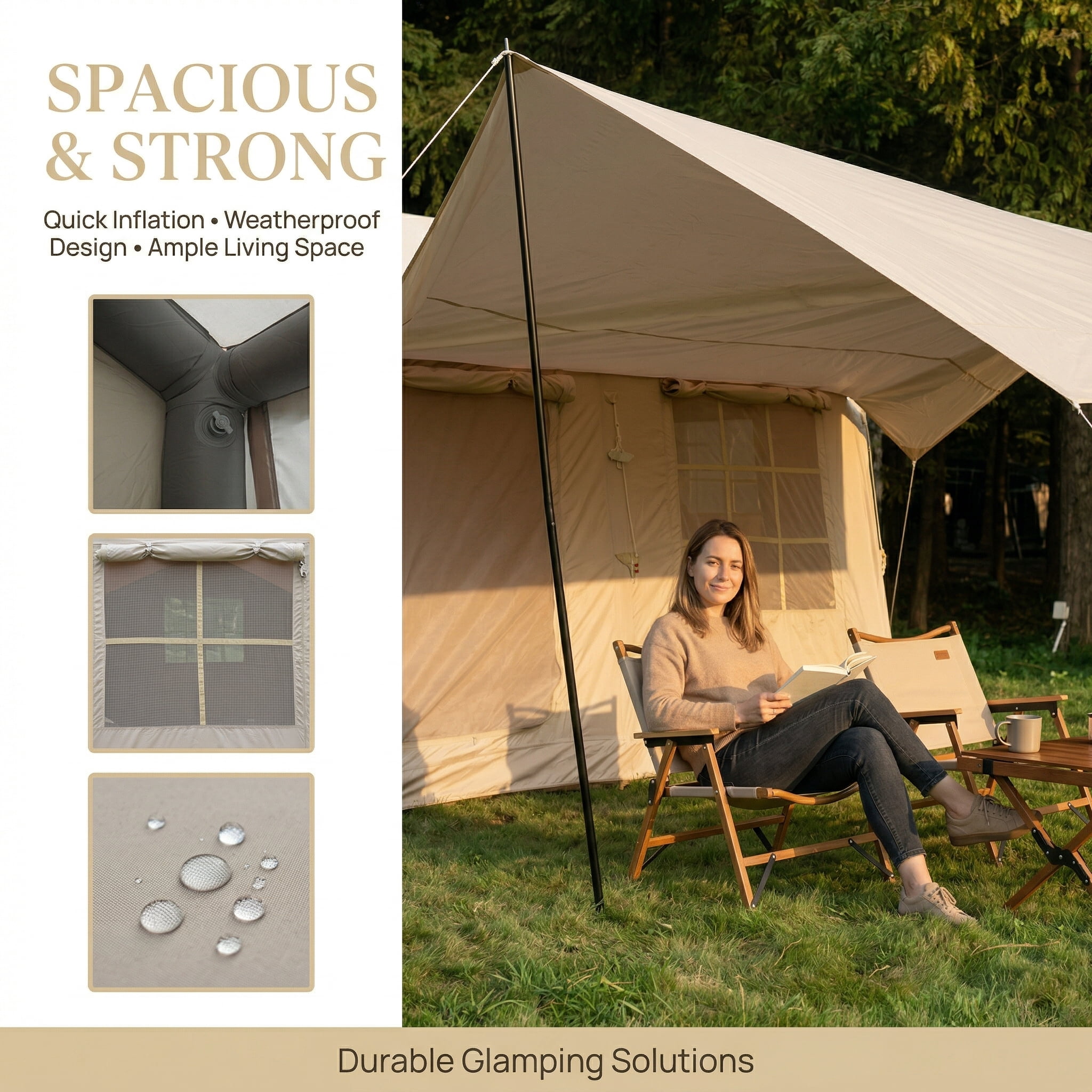 NOBOLEA Large Inflatable Camping Tent 7-8 Person, 5-Min Quick Setup Air Tent with Hand Pump, Waterproof UPF50+ Family Glamping Shelter for Outdoor Travel
