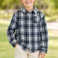 thumbnail image 2 of Maean Boys Button down Shirt Plaid Long Sleeve Tops Kids Casual Loose Fall Fashion Blouses Clothes, 2 of 7
