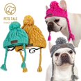 thumbnail image 4 of Dog Hairball Knit Hat With Ear Flaps, Braids, Faux Leather Label And Tassels, 4 of 5