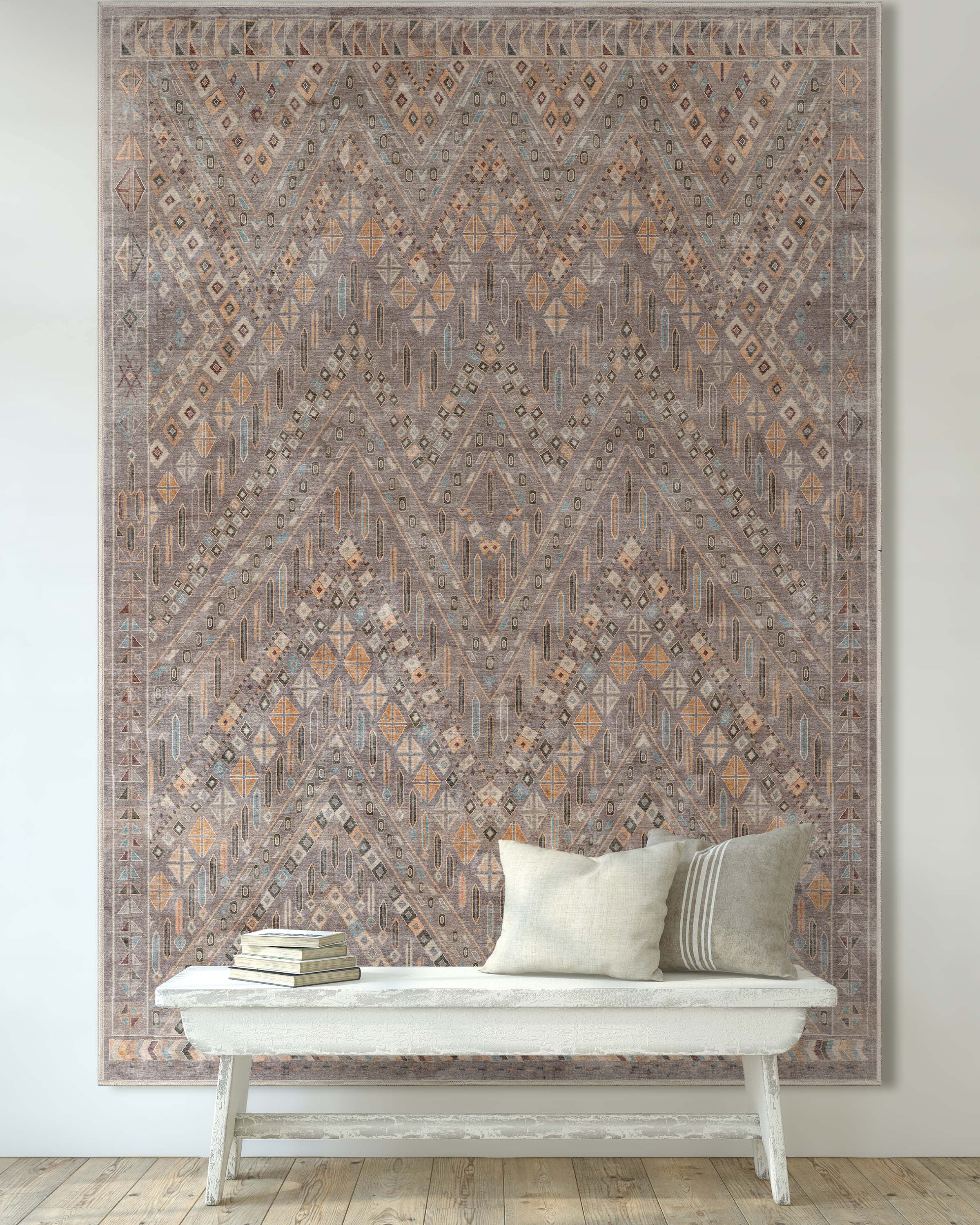 Well Woven Asha Anya Vintage Tribal Grey 3'11" x 5'3" Machine Washable Area Rug
