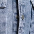 thumbnail image 7 of HOOMEUMY Men's Denim Shirt Long Sleeve Button Down Slim Fit Turndown Collar Washed Jean Jacket Workwear Tops Blue S, 7 of 7
