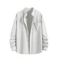 thumbnail image 3 of Mens Shirts Spring Summer Breathable Long Sleeve Button Down Band Collar Work Shirts Beach Shirt, 3 of 8