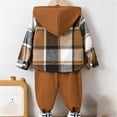 thumbnail image 5 of Quealent Toddler Boys Clothes Long Sleeve Flannel Plaid Button Shirt +Cargo Pants 2 Pcs Fall Winter Kids Outfits Set Coffee for Size 18-24 Months, 5 of 6