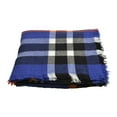 thumbnail image 3 of Premium Winter Large Knit Plaid Checked Square Blanket Scarf Shawl Wrap, Blue, 3 of 3
