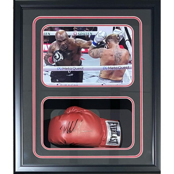 Mike Tyson Signed Red Glove Shadow Box JSA & Tyson Hologram Authen vs Jake Paul