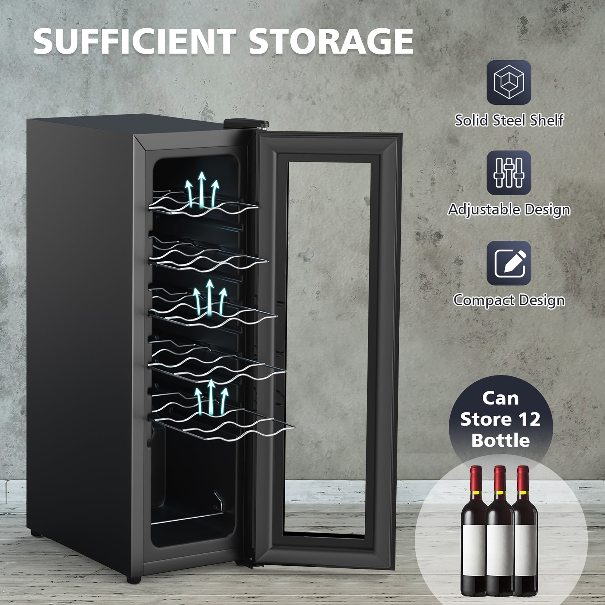 nutrichef wine cooler 12 bottle