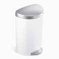 thumbnail image 1 of simplehuman 6 Liter / 1.6 Gallon Semi-Round Bathroom Step Trash Can, White Steel, 1 of 5